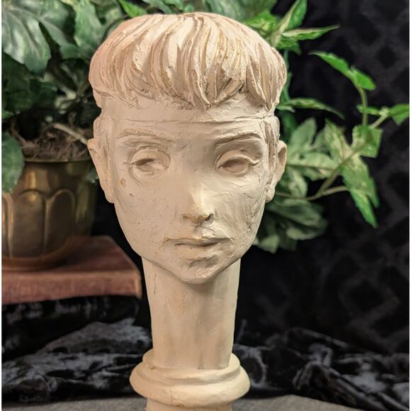 RARE Fred Press Vintage Mid Century Bust Sculpture Greek Hercules as Child Youth - Picture 5 of 10